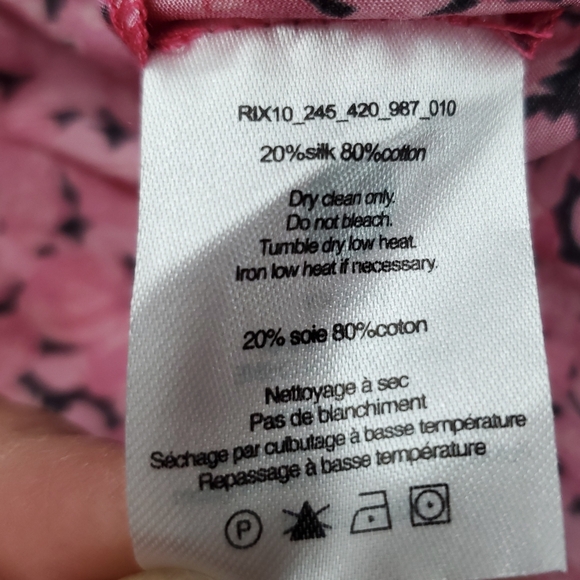 RIXO Monet Pink/Black Floral Silk Cotton Maxi Dress Long Sleeves Summer Size S‎ - Picture 12 of 13